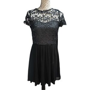Black Lace A-line Mini Dress Size Medium